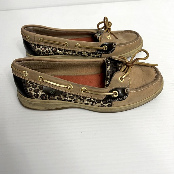 Sperry leopard print canvas shoes women’s 7M Tan - Picture 1 of 7